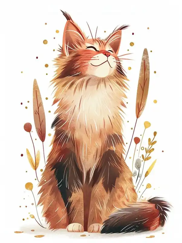Limited Time Maine Coon Cat Clipart Illustration 3