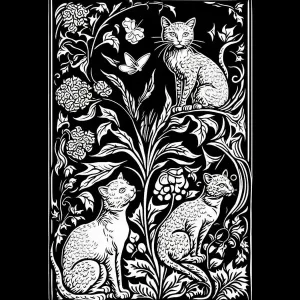 William Morris StyleCats Collection Black And White 2 Seasonal Sale