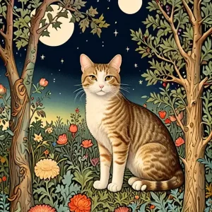 William Morris Cat In The Moonlight 62 Premium
