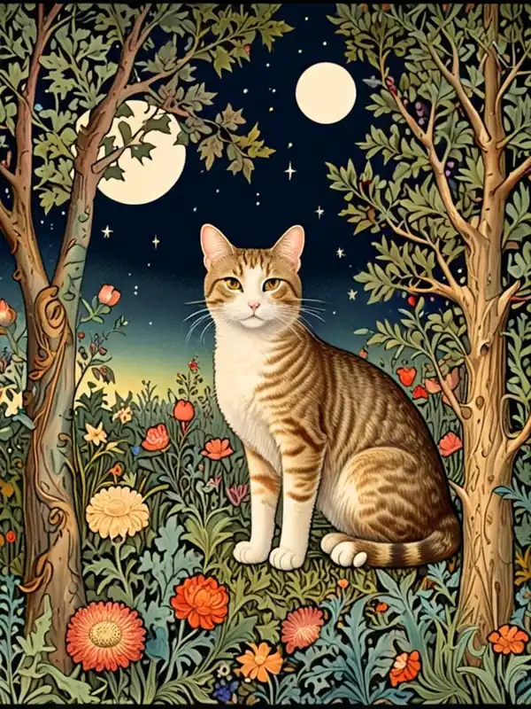 William Morris Cat In The Moonlight 62 Premium