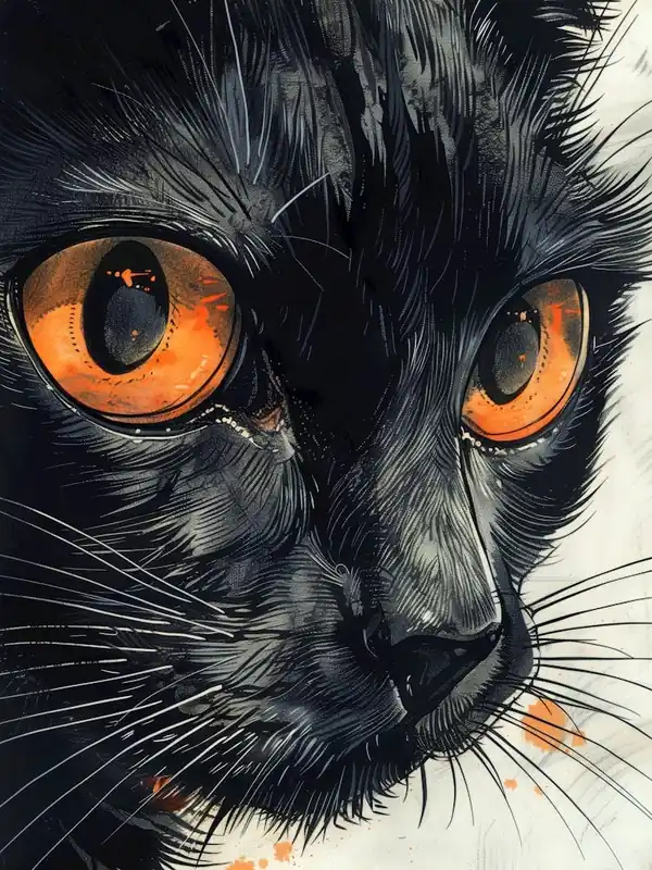 Weekend Sale Black Cat With Orange Eyes