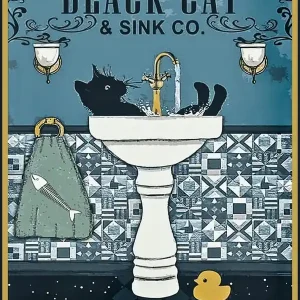 Viral Wash Your Paws - Vintage Retro Bathroom Humour From The Black Cat Sink Company - Remastered Wash Your Hands Toilet Humor