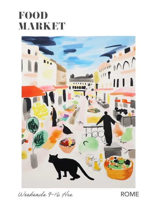 The Food Market In Rome 1 Illustration Poster Best Choice