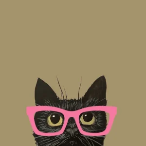 Top Pick Black cat wearing glasses Watercolour Illustration