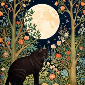 William Morris Black Cat In The Forest 18 Worldwide Shipping