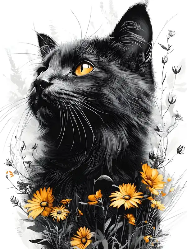 Stunning Cat And Flowers 5 Bulk Order