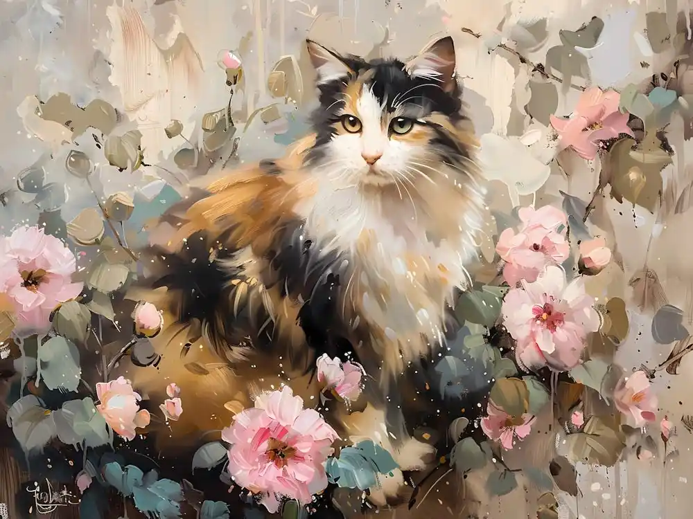 Cat With Roses 1 Limited Edition