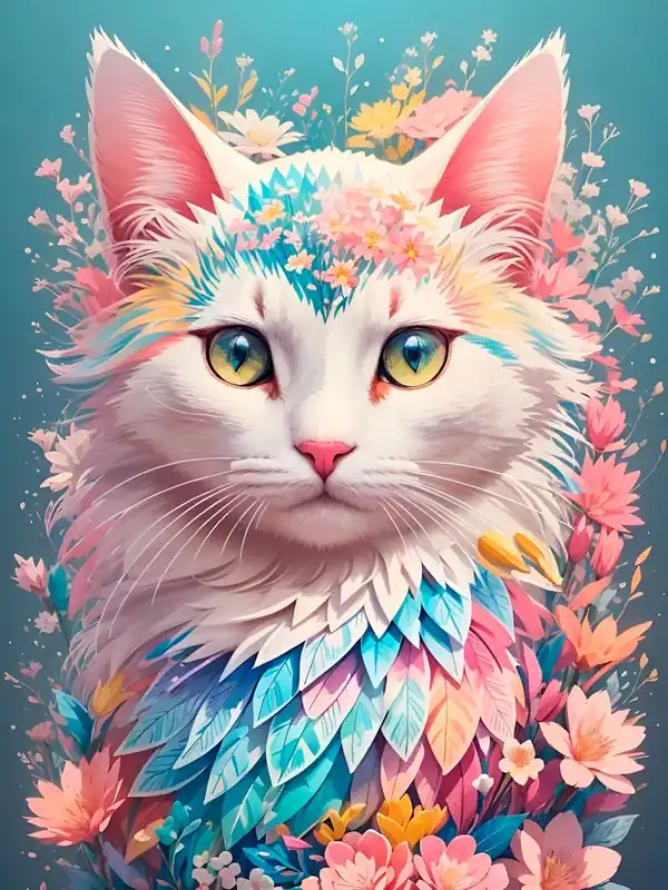 Certified Cat With Flowers