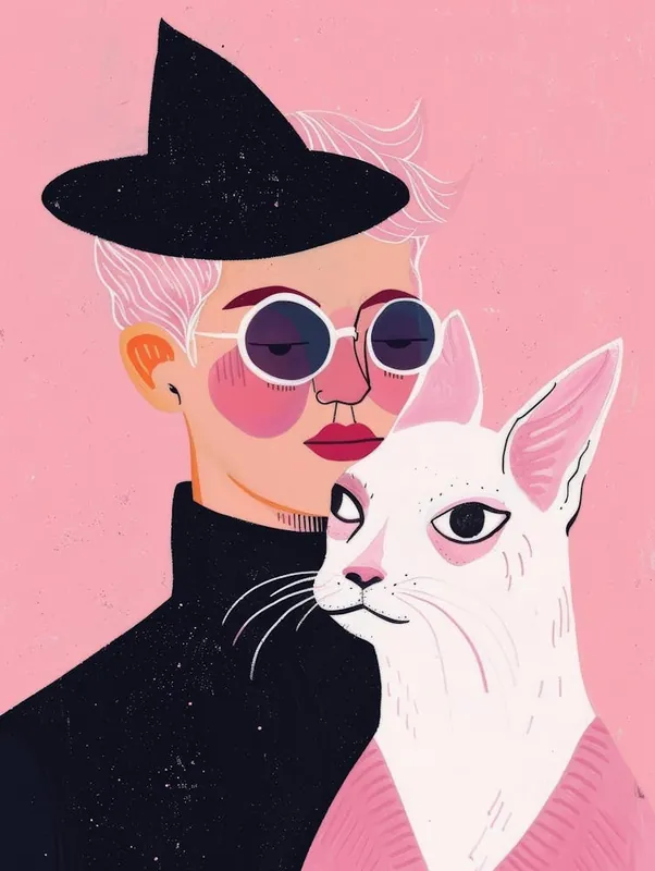 Modern Woman With A Cat 2