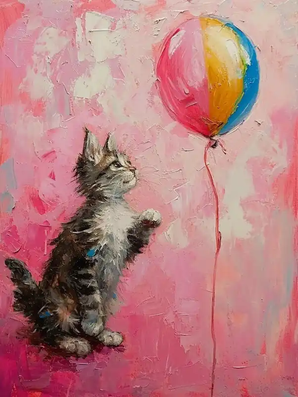 Cute Cat 5 With Balloon Top Pick