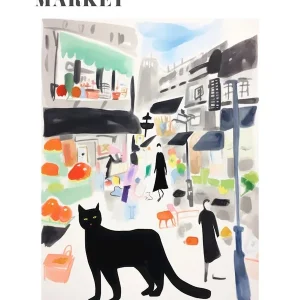 The Food Market In Copenhagen 2 Illustration Poster Price Cut