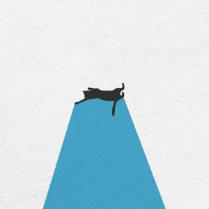 Vintage Minimal Art Cat Behind Light Today Only