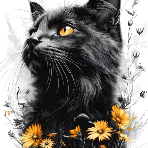 Stunning Cat And Flowers 2 Today Only