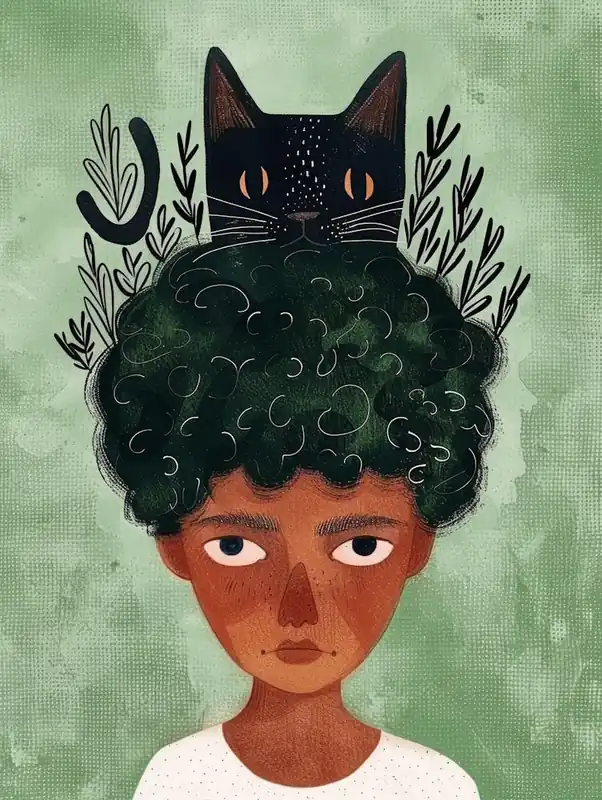 Girl With A Cat On Her Head Limited Offer