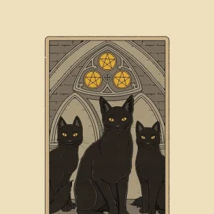 Three Of PentaclesCats Tarot Same Day Shipping