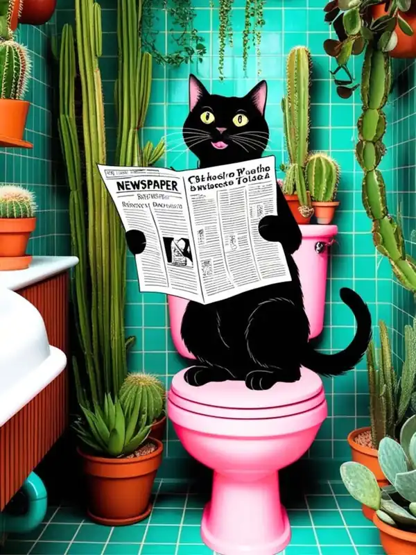 Cat Reading Newspaper 3 Fresh Stock
