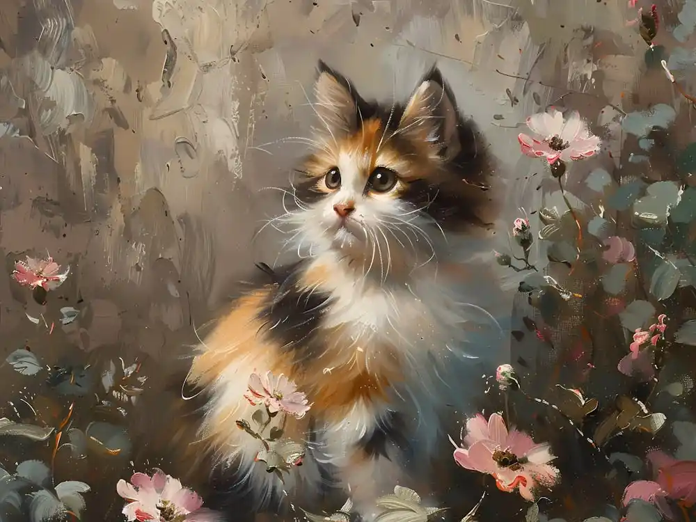 Cat In Flowers 6 Sale