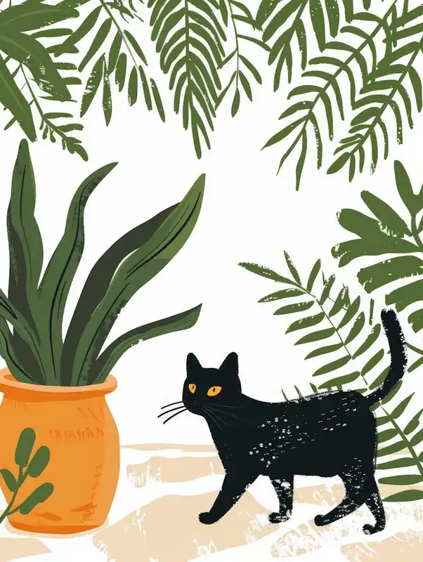 Editor’s Pick Black Cat With Plant 1