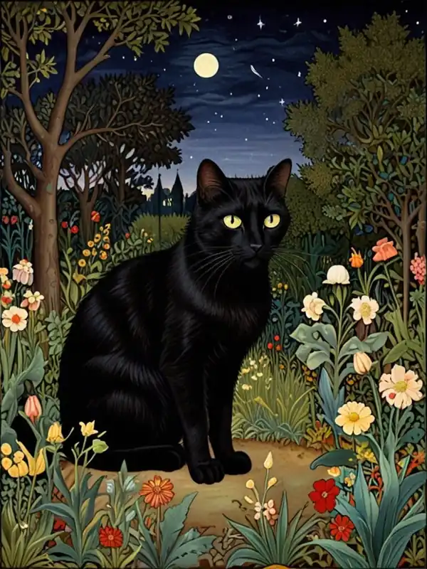 Flash Sale William Morris Black Cat In The Garden 4
