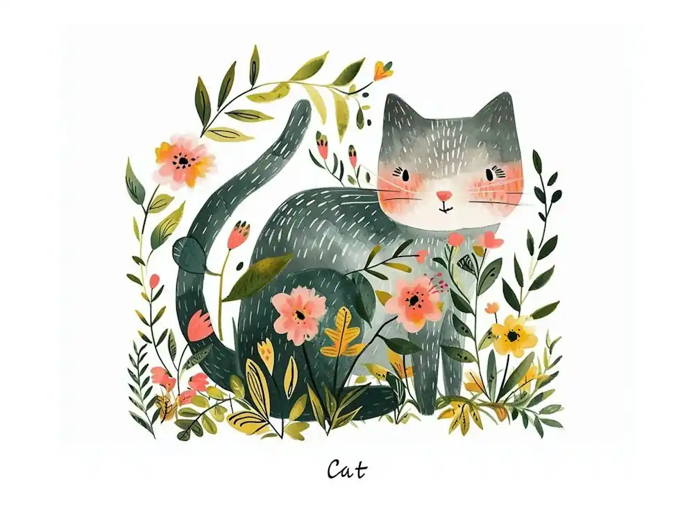 Holiday Sale Little Floral Cat 6 Poster