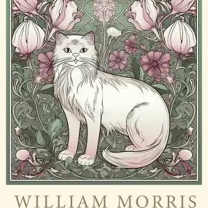 William MorrisInspiredClassic Cats White Cat Sage And Pink Best Choice