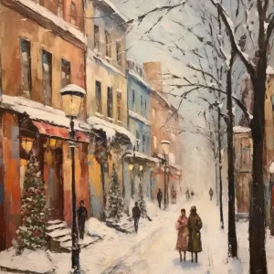 Vintage Winter Painting Vilnius Lithuania 1 Warranty Included