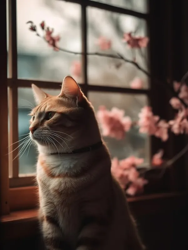Cat Sitting By The Window 1 Low Price