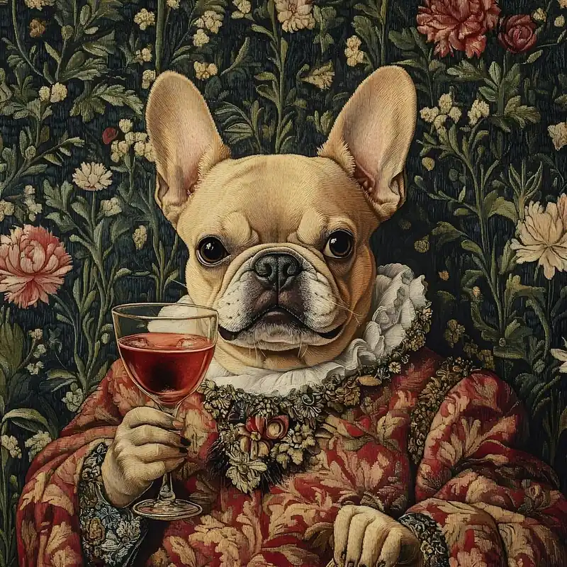 Tapestry Frenchie Drinking 4 Modern