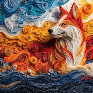 Special Offer Japanese Akitainu Paper Quilling Dog Portrait