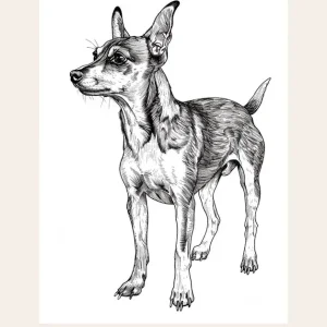 Toy Fox Terrier Dog Line Sketch 3 Poster Final Sale