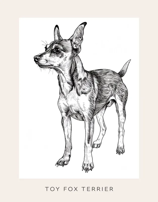 Toy Fox Terrier Dog Line Sketch 3 Poster Final Sale