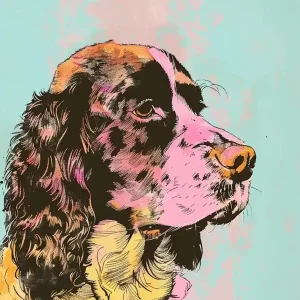 Today Only Pastel Clumber Spaniel Dog Pastel Line Illustration3