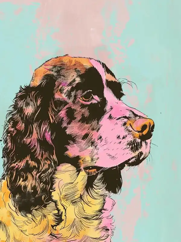 Today Only Pastel Clumber Spaniel Dog Pastel Line Illustration3