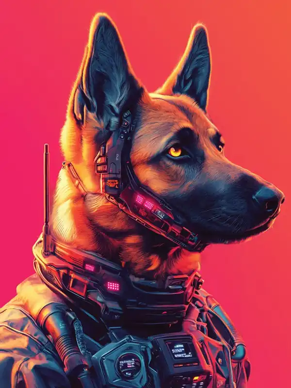 Top Rated German Shepherd Cyber Punk Sci Fi