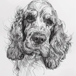 Super Sale English Cocker Spaniel Dog Line Sketch 2