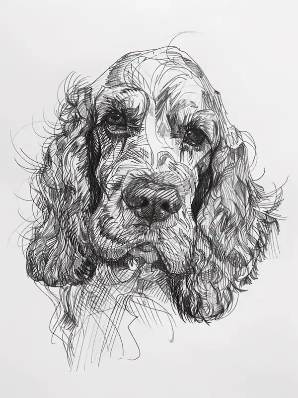 Super Sale English Cocker Spaniel Dog Line Sketch 2