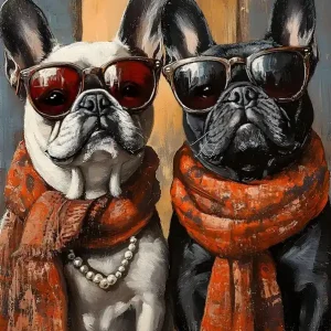 Worldwide Shipping Whimsical Frenchies At The Bar 5