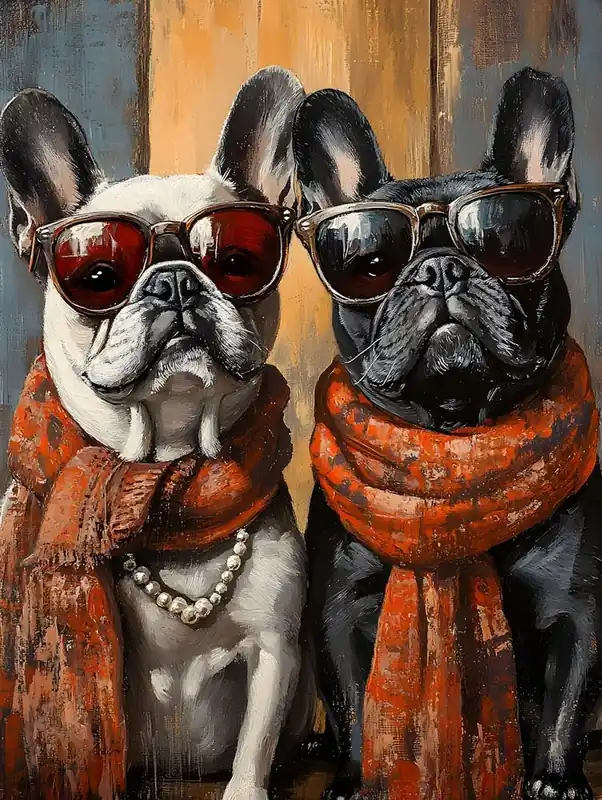 Worldwide Shipping Whimsical Frenchies At The Bar 5