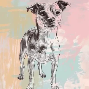 Terrier Dog Pastel Line Watercolour Illustration1 No Minimum Order