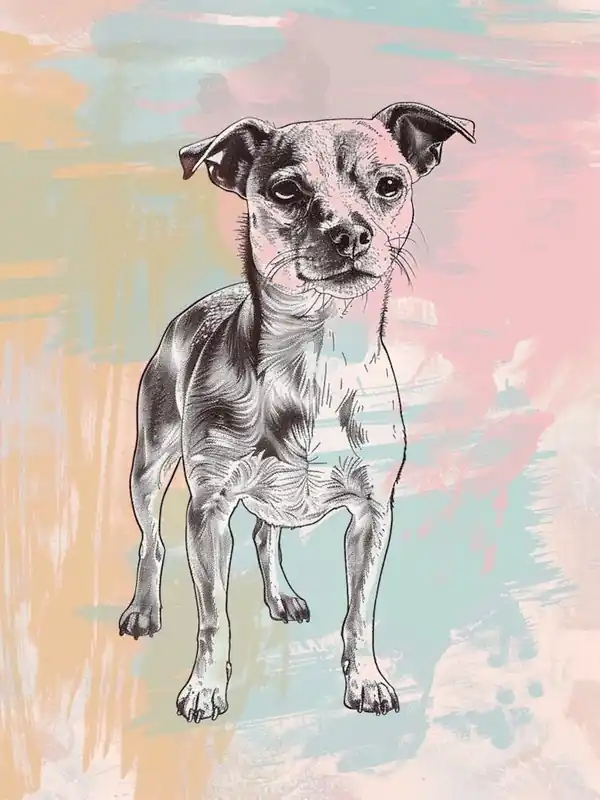 Terrier Dog Pastel Line Watercolour Illustration1 No Minimum Order