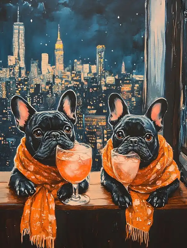 Whimsical Frenchies At The Bar 37 Buy Online