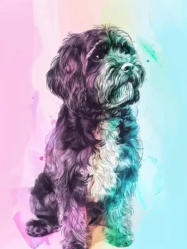 Weekend Sale Portuguese Water Dog Dog Pastel Line Illustration 2
