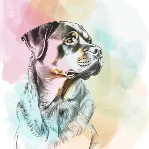 Watercolour Rottweiler Dog Line Illustration 1 Fresh Stock