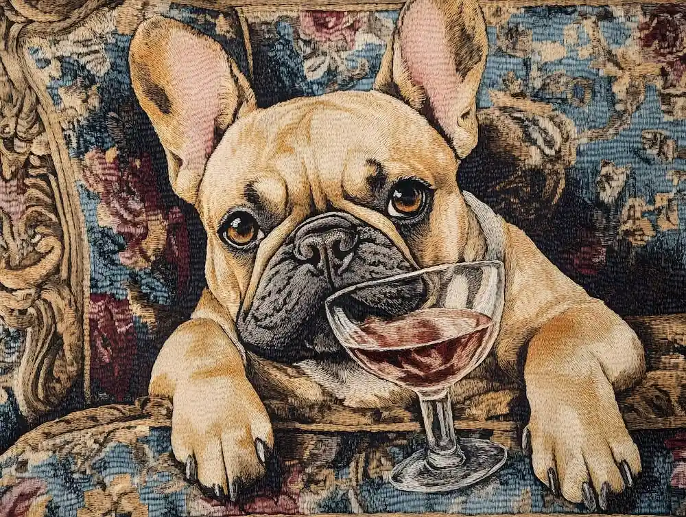 Tapestry Frenchie Drinking 5 Exclusive Offer