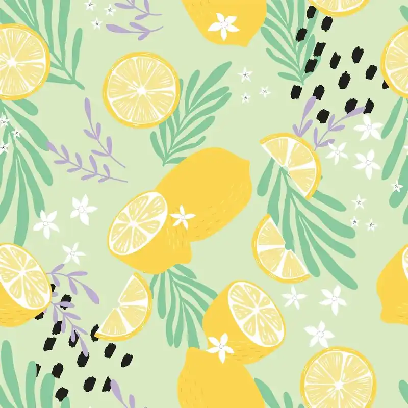 Top Rated Lemon And Lemon Slices Pattern With Colorful Decoration Square