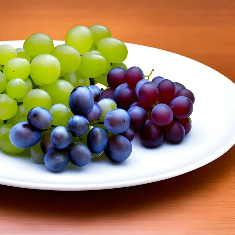 Best Price Various Fruits And Green Grapes On A Plate A Calm Background And Water Drops Falling On It (1)