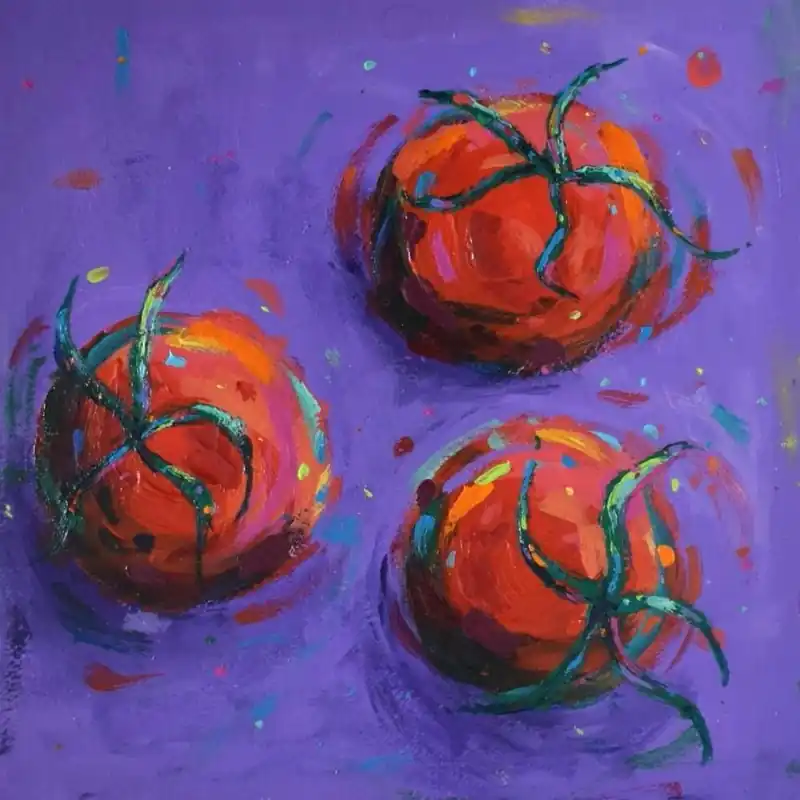 Tomatoes On Purple Square Authentic