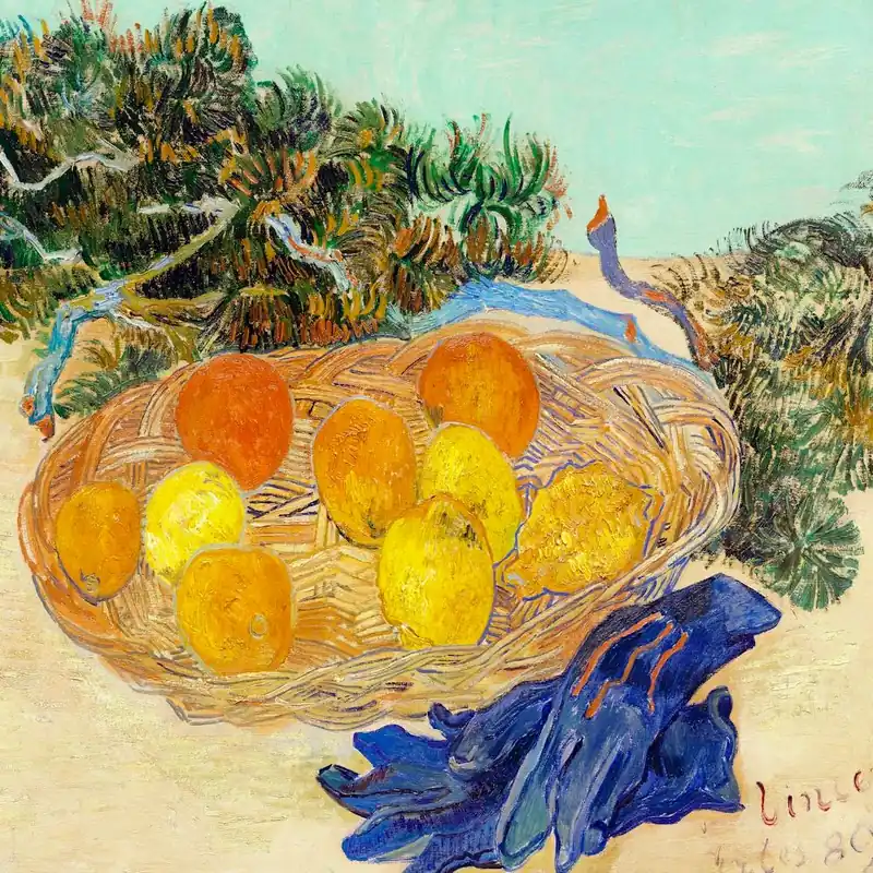 Warranty Included Vincent Van Gogh Still Life Of Oranges And Lemons With Blue Gloves, 1889