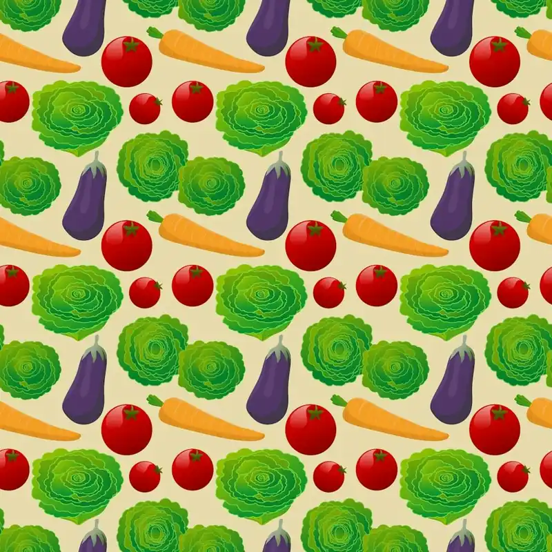 Pattern Texture Seamless Vegetables Plants Tomatoes Lettuce Eggplant Carrot Red Green Food Salad Healthy Vitamin Nutrition Tasty To Cook Colorful Vegetable Garden Nature Professional Grade