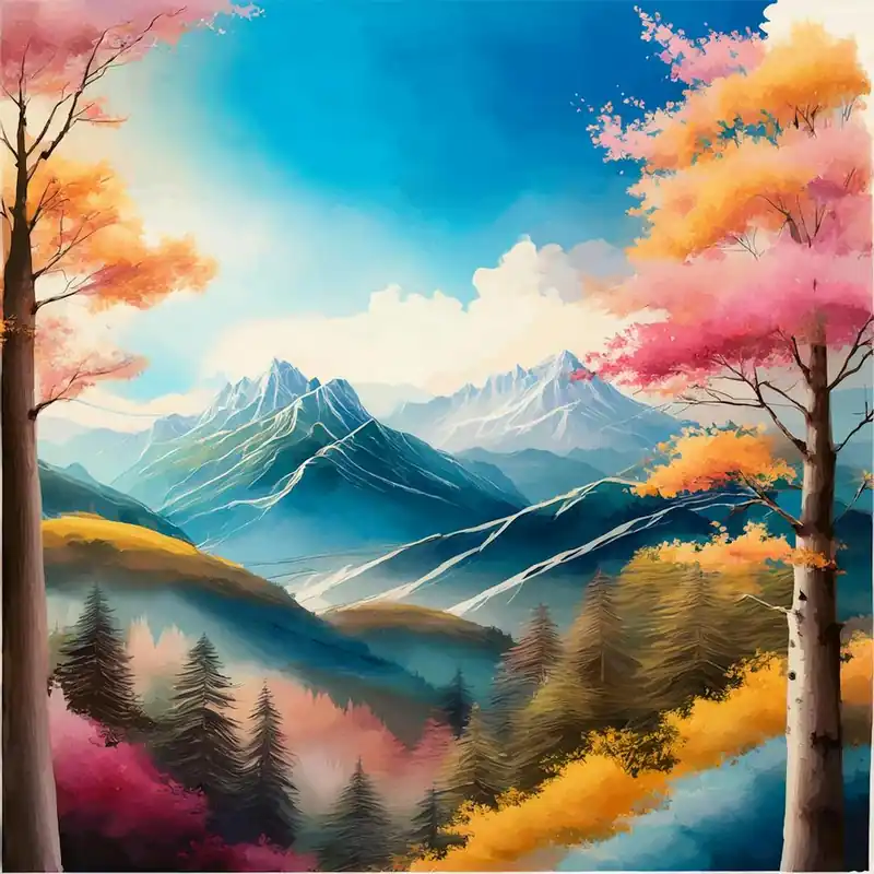 Latest Autumn Trees In The Mountains